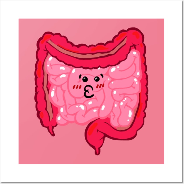 Kissy Faced Cute Intestines Wall Art by CatsandBats